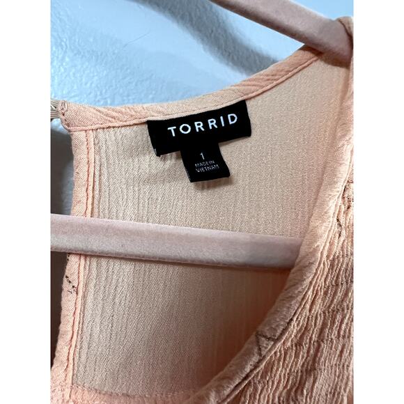 Torrid Size 1 Gathered Front Tank Top Orange with Stars - Picture 5 of 7